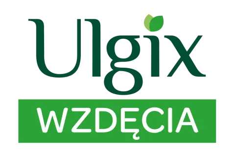 Ulgix Wzdęcia Max – ulga dla brzucha. Zielone liście symbolizują naturę i świeżość.