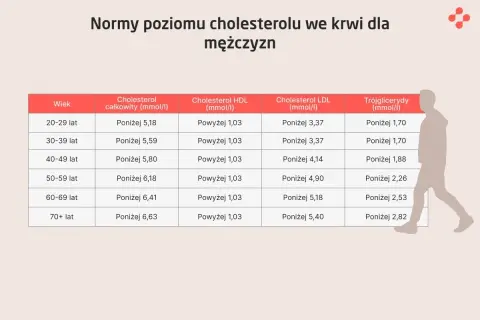 Tabela norm cholesterolu LDL dla mężczyzn w zależności od wieku. Niskie wartości są kluczowe dla zdrowia.