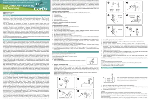 Test Combo Ag na grypę A/B i COVID-19/RSV. Zestaw do samokontroli, zawiera wymazówkę i probówkę.