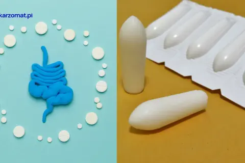 Model jelitowy i tabletki po lewej, czopki po prawej. Szukasz najszybszy lek na zaparcia?