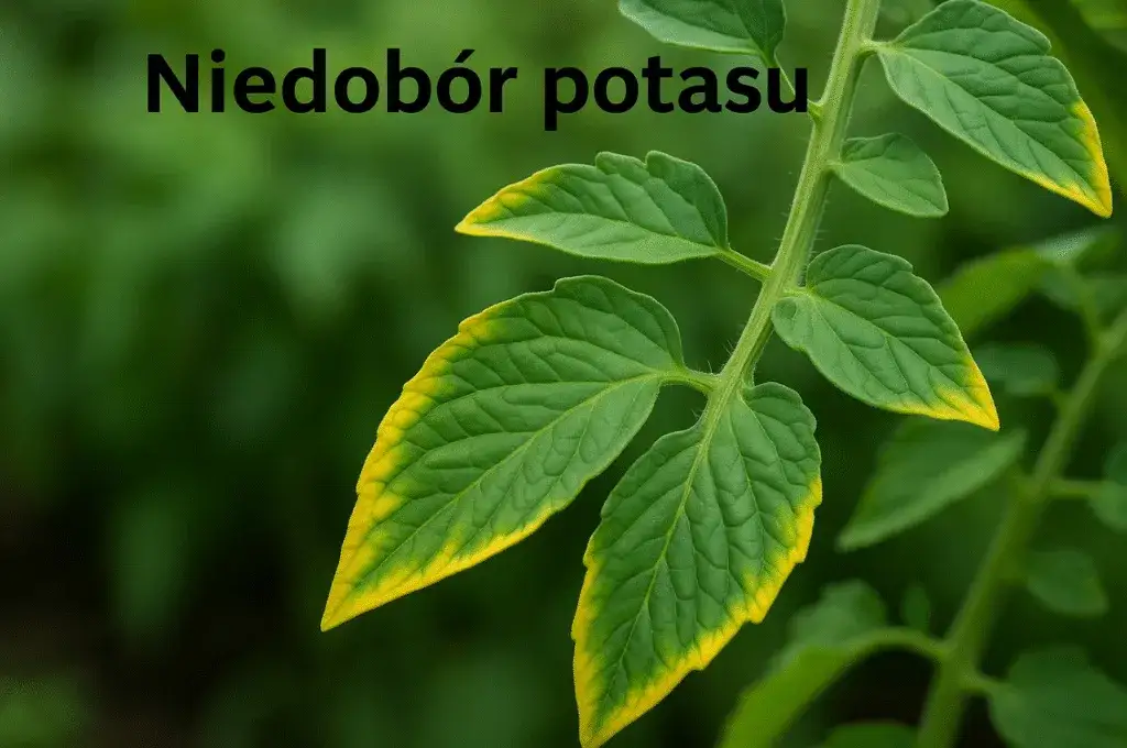 niedobór potasu pomidor zielona piętka róża żółte liście