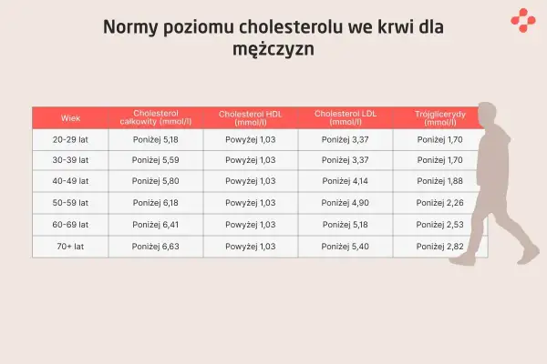 Tabela norm cholesterolu LDL dla mężczyzn w zależności od wieku. Niskie wartości są kluczowe dla zdrowia.