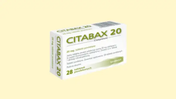 Opakowanie leku **Citabax** 20 mg, zawierające 28 tabletek powlekanych.